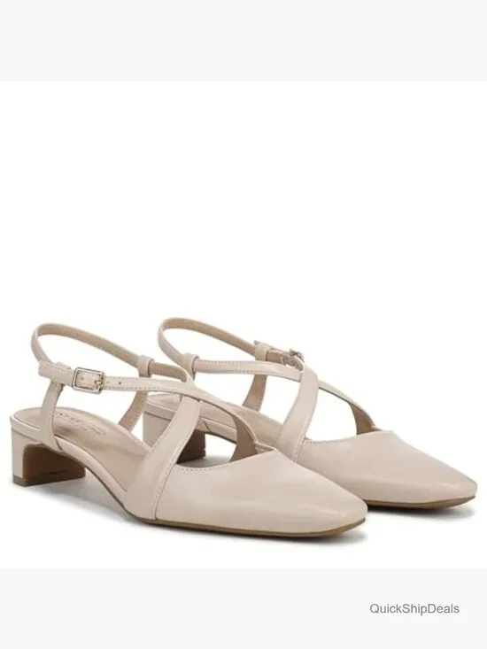 Faux Leather Strappy Pumps with Block Heel and Square Toe - Picture 7 of 7